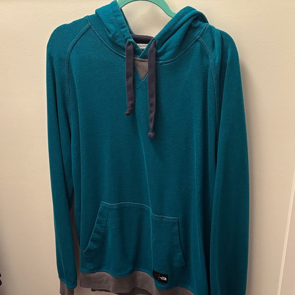 The North Face Teal Pullover Hoodie with Contrast Drawcords